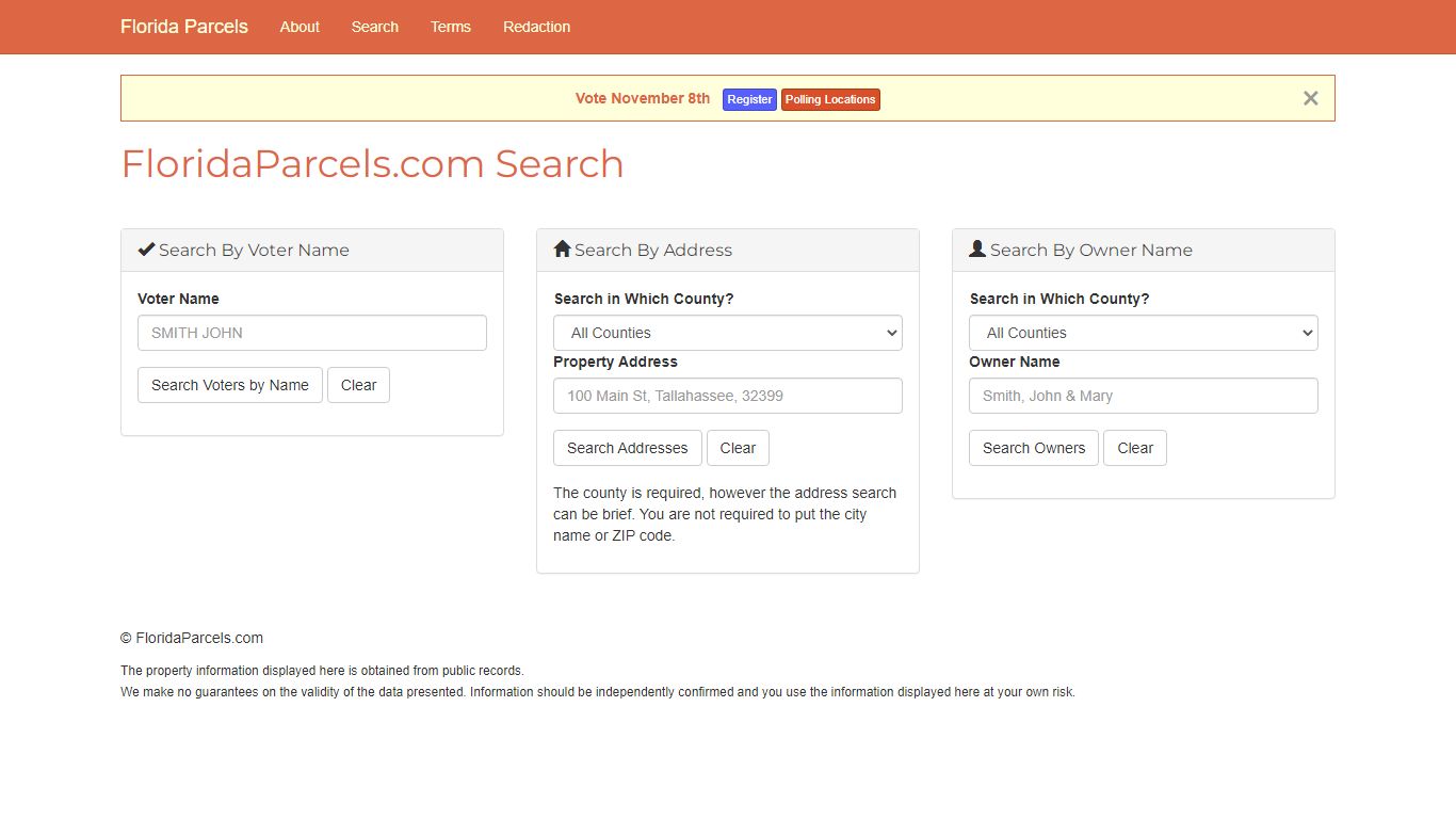 Search Records by Property Address or Owner Name - Florida Parcels